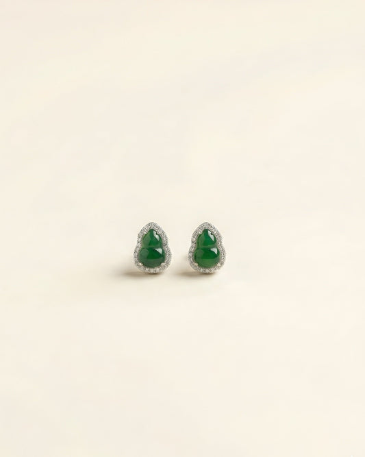 冰阳绿葫芦翡翠耳钉｜Sunny Jade Gourd Earrings