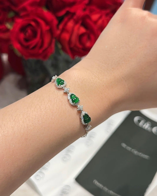 [三福]阳绿葫芦翡翠手链 (Triple Blessing Green Gourd Bracelet)