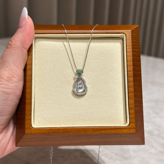 冰白双层葫芦翡翠项链 (Double-Layer Ice White Jade Gourd Necklace)