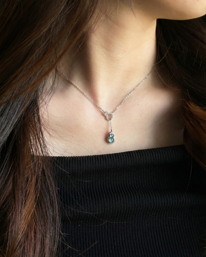 冰蓝双蛋面翡翠 | Icy Blue Jade Cabochon Necklace