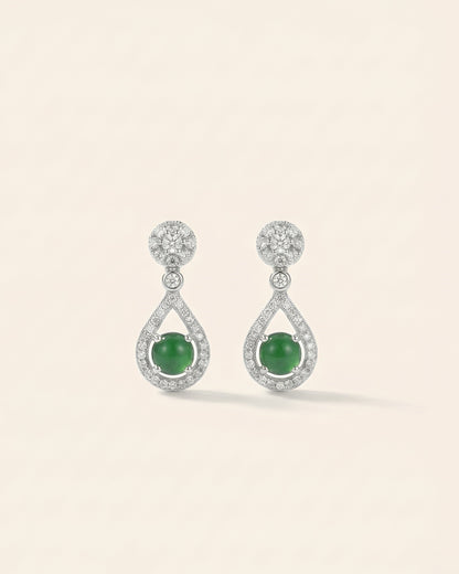 冰绿水滴翡翠耳钉 (Vivid Green Jade Teardrop Earrings)