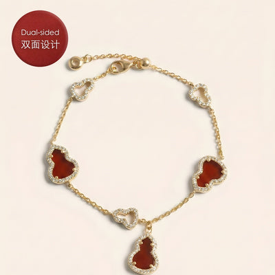 双面红玉髓葫芦手链｜Dual Sided Crimson Agate Gourd Bracelet