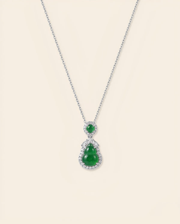 冰阳绿透葫芦翡翠｜Icy Green Jade Gourd Necklace