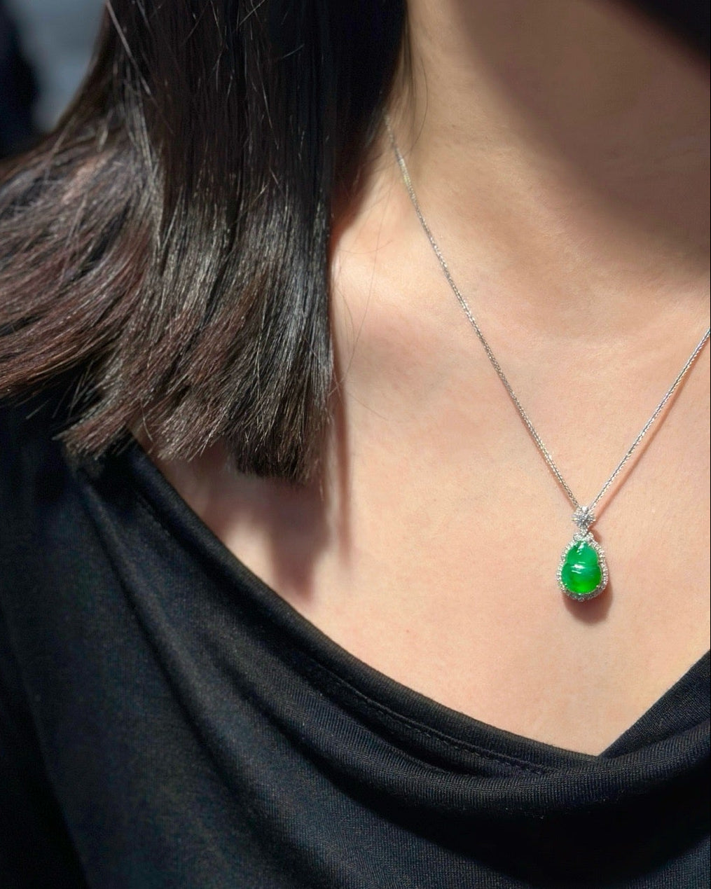 正阳冰绿葫芦翡翠吊坠｜Imperial Jade Gourd Burmese Jad