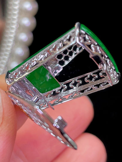 正阳绿无事牌翡翠吊坠｜Full Verdant Safety Plaque Burmese Jade Necklace