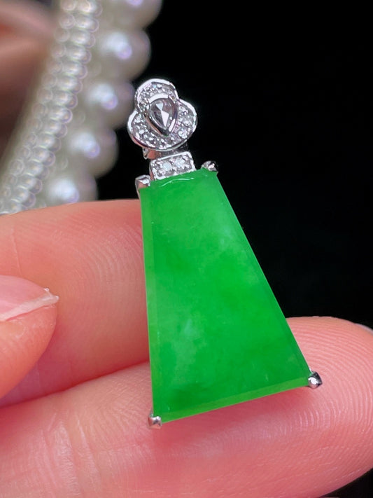 满绿无事牌翡翠吊坠｜Full Green Safety Plaque Burmese Jade Necklace
