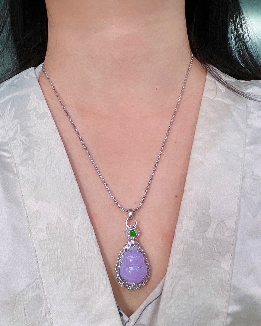 浓春紫葫芦翡翠吊坠｜Rich Spring Lavender Gourd Burmese Jade