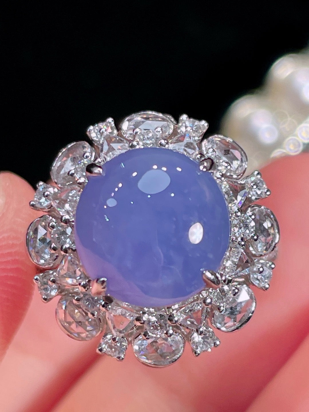浓蓝紫蛋面翡翠吊坠/戒指｜Vivid Blue Lavender Cabochon Burmese Jade