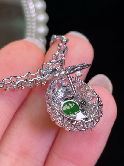 冰胶浓阳绿葫芦翡翠锁骨链｜Icy Translucent Rich Apple Green Gourd Burmese Jade Necklace