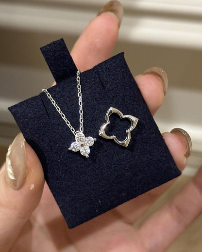 晶透小花项链 (Crystal Bloom Necklace)-Silver