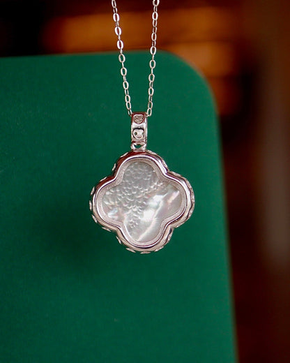 缅甸翡翠四叶草双面项链 (Burmese Jade ,Nacre Clover Necklace)