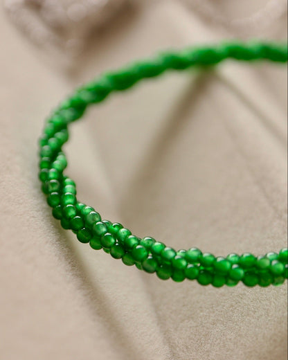 晴水翡翠小米珠项链+手链 (Jade Bead Necklace + Bracelet)
