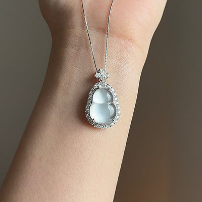 炸光冰大葫芦项链 (Aqua White Radiance Gourd Necklace)
