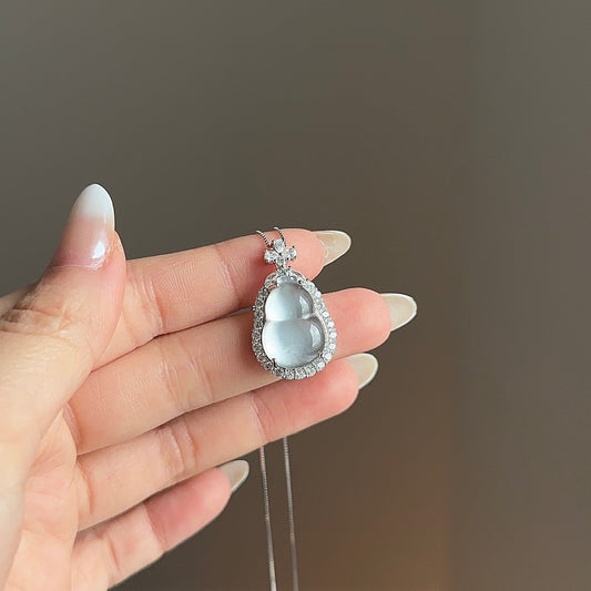 炸光冰大葫芦项链 (Aqua White Radiance Gourd Necklace)