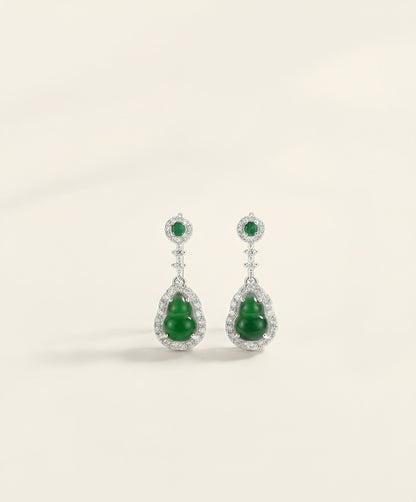 冰绿葫芦翡翠耳钉｜Icy Jade Gourd Stud Earrings