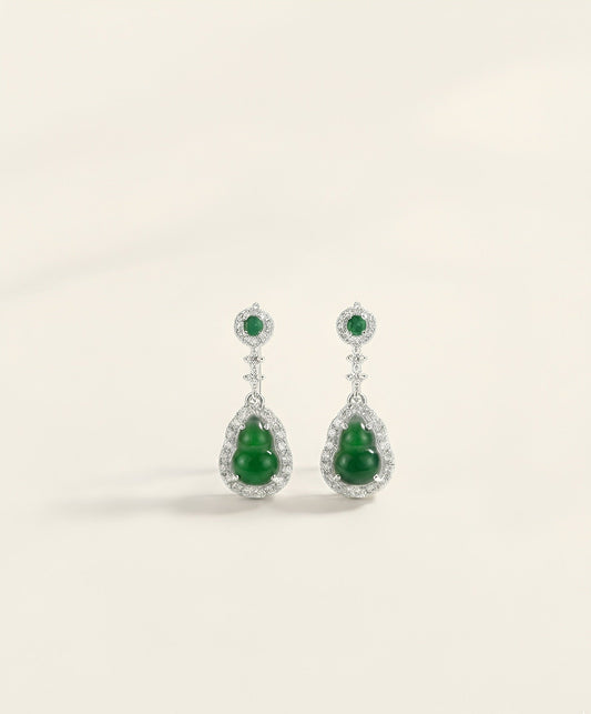 冰绿葫芦翡翠耳钉｜Icy Jade Gourd Stud Earrings