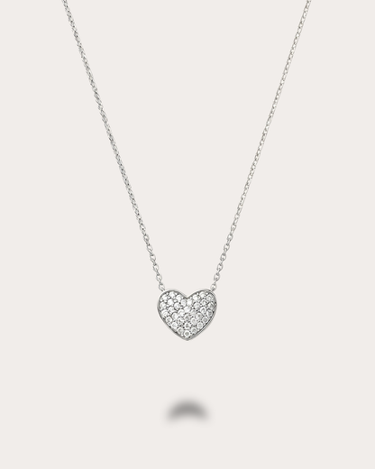 Ivory Heart Nacre Necklace - Silver