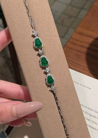 三福阳绿翡翠手链｜Triple Blessing Green Gourd Bracelet