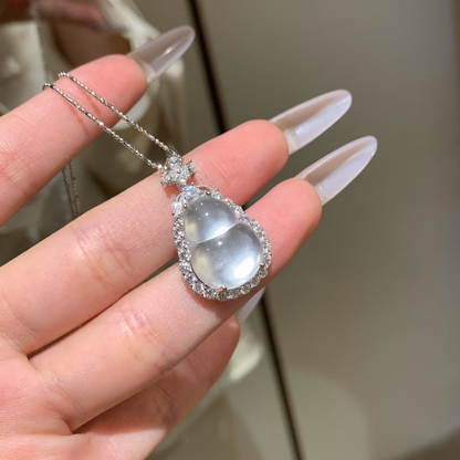 炸光冰大葫芦项链 (Aqua White Radiance Gourd Necklace)