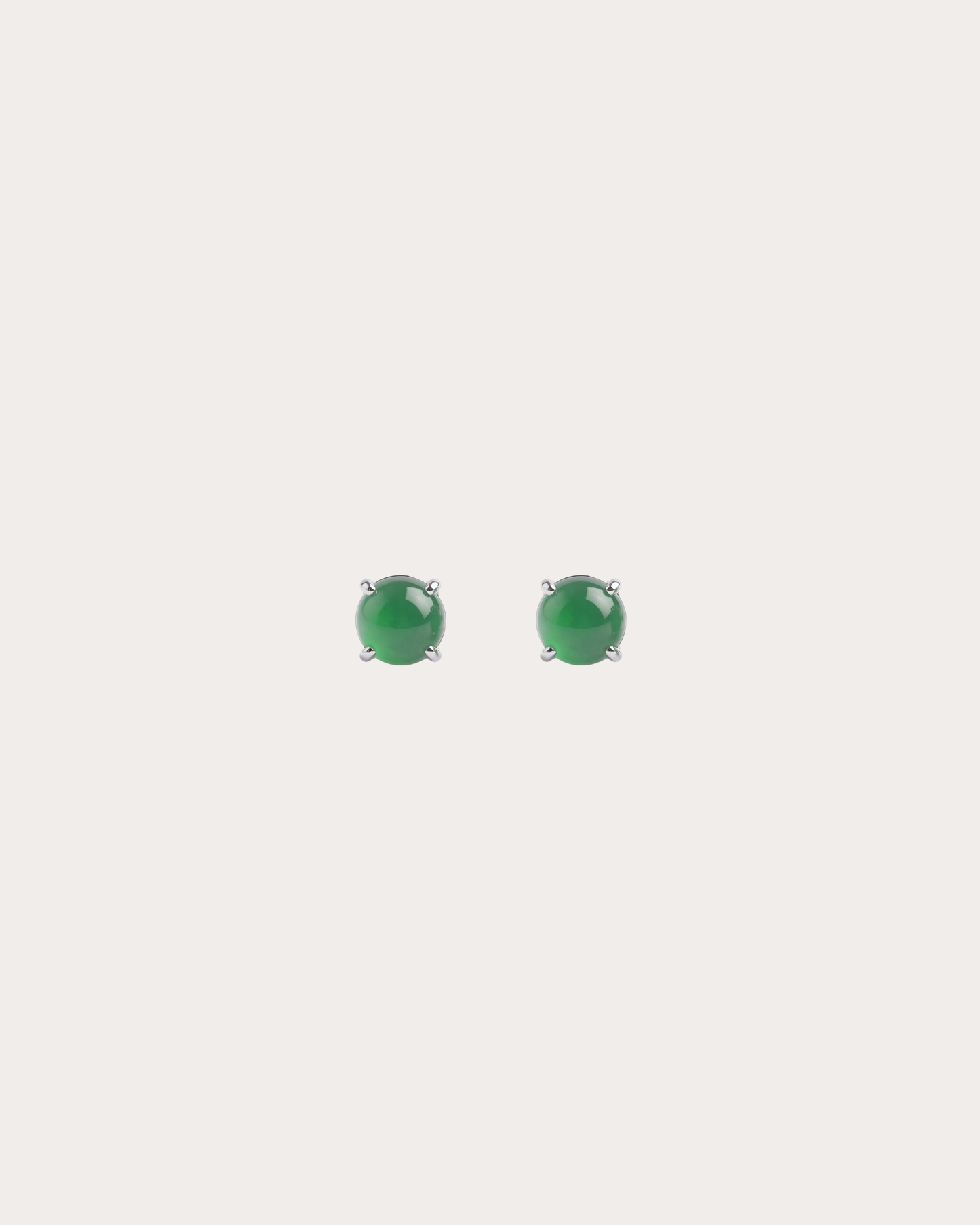 浓绿小蛋面翡翠耳钉｜Classic Rich Green Jade Studs