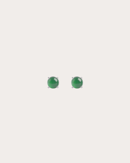 浓绿小蛋面翡翠耳钉｜Classic Rich Green Jade Studs