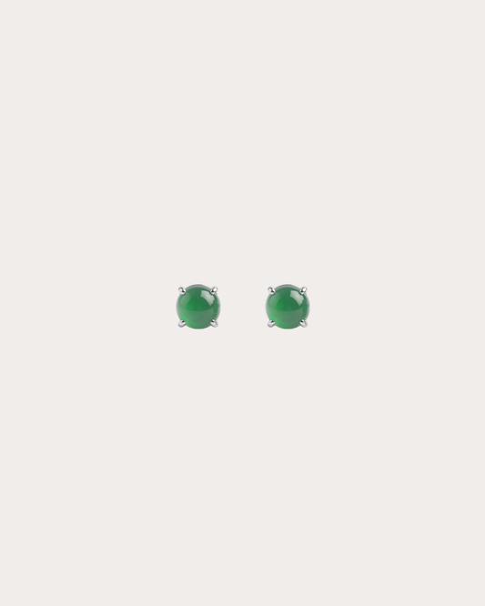浓绿小蛋面翡翠耳钉｜Classic Rich Green Jade Studs