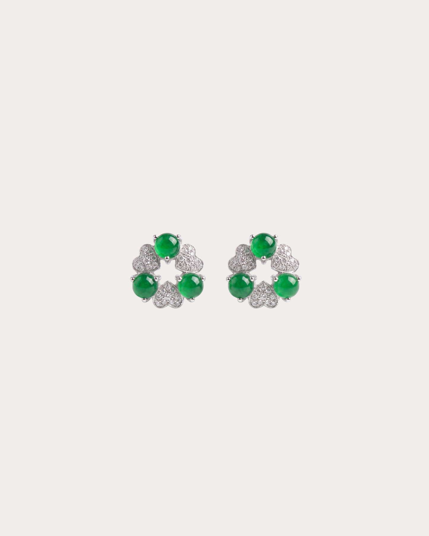 浓绿花冠翡翠耳钉｜Rich Green Garland Jade Studs