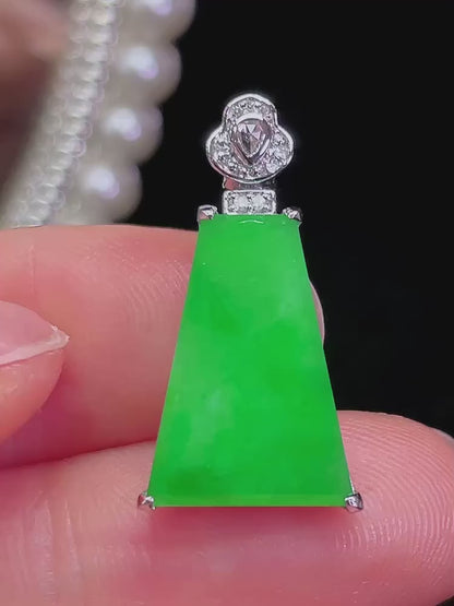 满绿无事牌翡翠吊坠｜Full Green Safety Plaque Burmese Jade Necklace