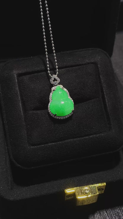 冰阳绿葫芦翡翠吊坠｜Imperial Green Gourd Burmese Jade