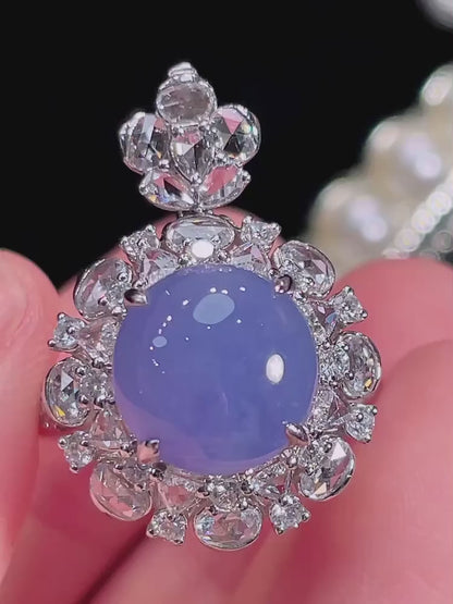浓蓝紫蛋面翡翠吊坠/戒指｜Vivid Blue Lavender Cabochon Burmese Jade
