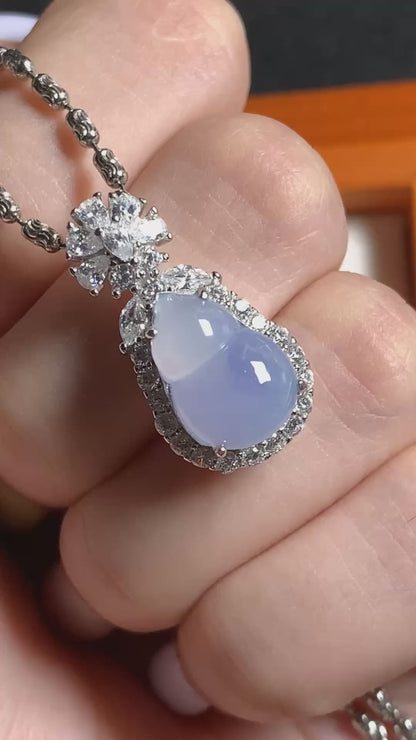 冰紫葫芦翡翠吊坠｜Icy Lavender Gourd Burmese Jade