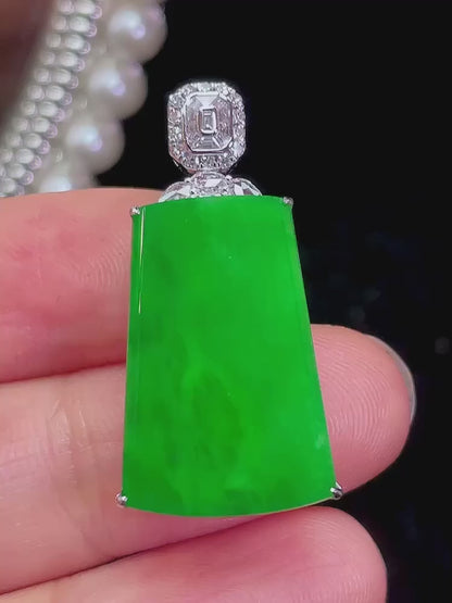 正阳绿无事牌翡翠吊坠｜Full Verdant Safety Plaque Burmese Jade Necklace