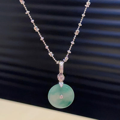飘花平安扣【含项链】（Green Peace Circle Necklace）